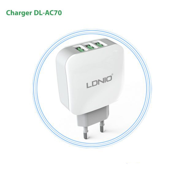 شارژر ال دی نو LDNIO Charger DL-AC70 3 USB